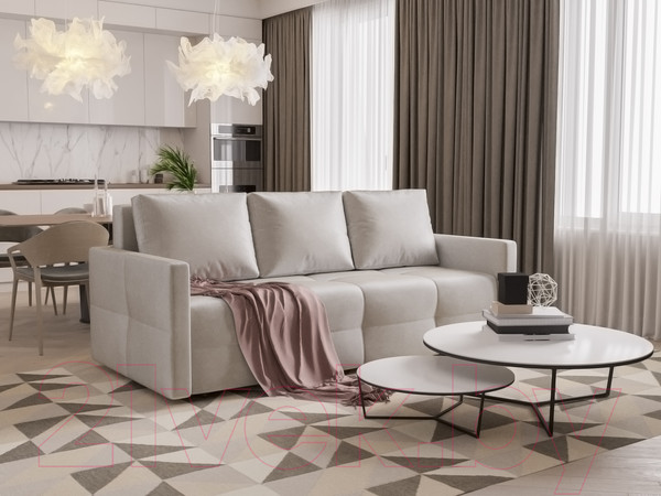 Изображение товара Диван Mebel-Ars Еврокнижка Марсель №2 (бархат бежевый/Star Velvet 6 Light Beige)