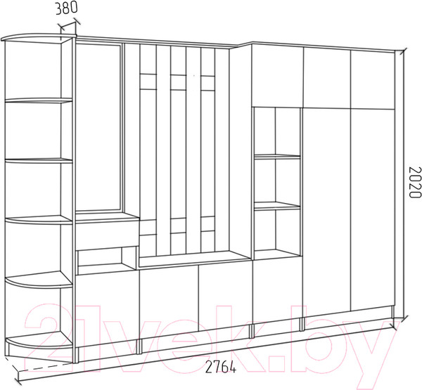 Изображение товара Секция в прихожую МДК СПР4 2020x2800x380 (белый)