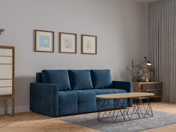 Изображение товара Диван Mebel-Ars Еврокнижка Марсель №2 (темно-синий Luna 034)