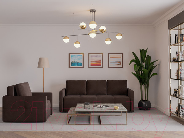 Изображение товара Диван Mebel-Ars Еврокнижка Марсель №2 (кордрой коричневый)