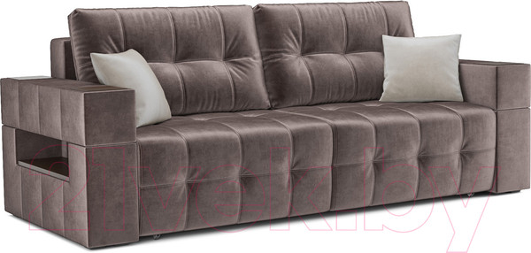 Изображение товара Диван Mebel-Ars Еврокнижка Венеция (бархат серо-шоколадный/Star Velvet 60 Cofee)
