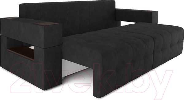 Изображение товара Диван Mebel-Ars Еврокнижка Венеция (велюр черный НВ-178 17)