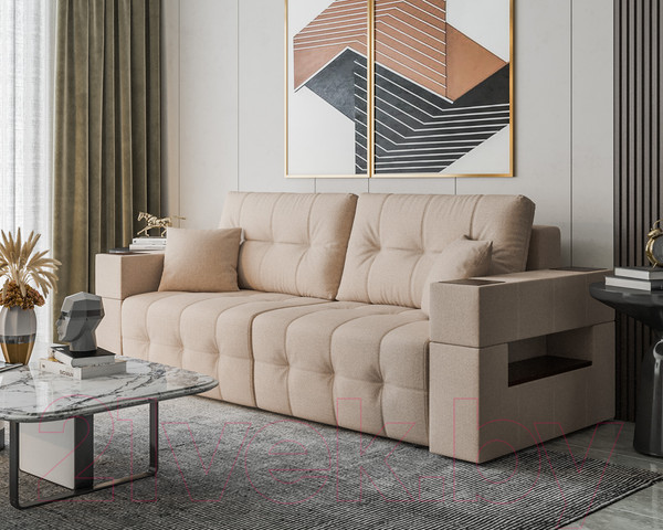 Изображение товара Диван Mebel-Ars Еврокнижка Венеция (бежевая рогожка)