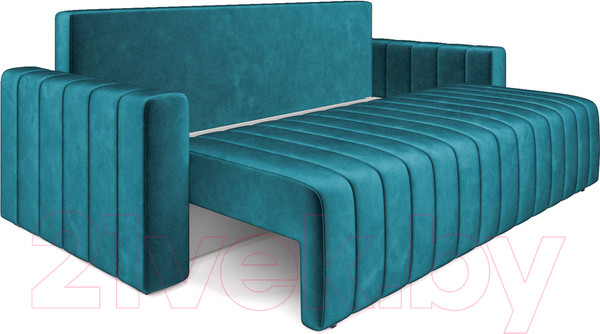 Изображение товара Диван Mebel-Ars Еврокнижка Лондон (бархат сине-зеленый/Star Velvet 43 Black Green)