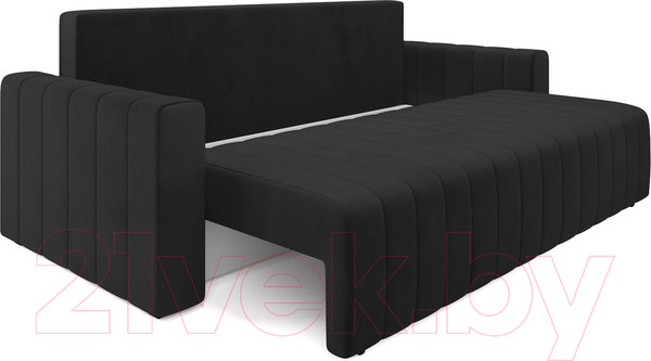 Изображение товара Диван Mebel-Ars Еврокнижка Лондон (велюр черный НВ-178/17)
