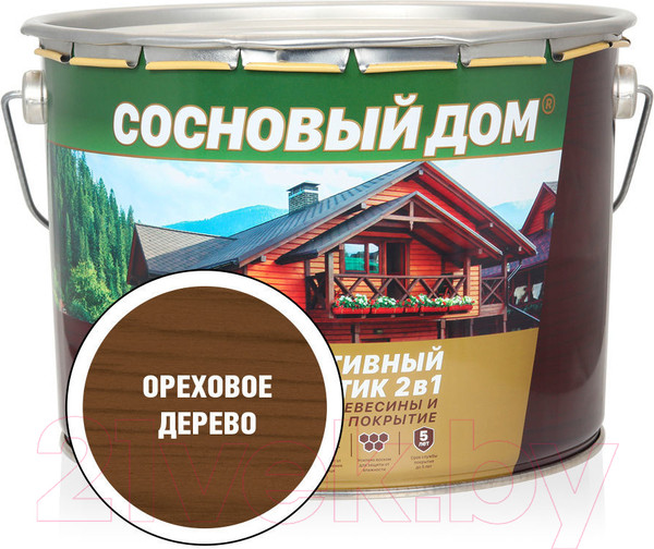 Изображение товара Защитно-декоративный состав Сосновый дом Ореховое дерево (9л)