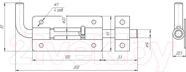 Изображение товара Щеколда Секрет Киров ЗД-10 120мм (антик бронза)