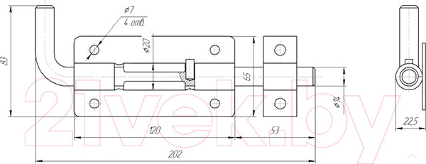 Изображение товара Щеколда Секрет Киров ЗД-10 120мм (антик серебристый)