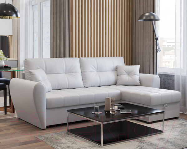 Изображение товара Диван угловой Mebel-Ars Амстердам (экокожа белая)