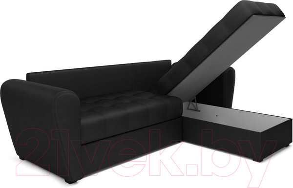 Изображение товара Диван угловой Mebel-Ars Амстердам (экокожа черный)