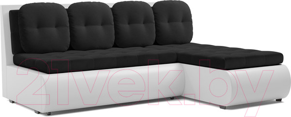 Изображение товара Диван угловой Mebel-Ars Кормак НВ-178 17 (велюр черный/экокожа белая)