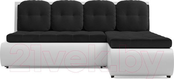 Изображение товара Диван угловой Mebel-Ars Кормак НВ-178 17 (велюр черный/экокожа белая)