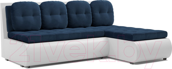 Изображение товара Диван угловой Mebel-Ars Кормак (темно-синий Luna 034/экокожа белая)