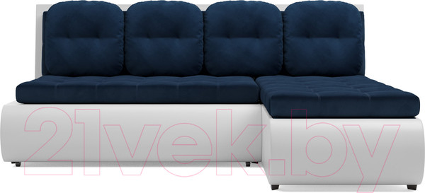 Изображение товара Диван угловой Mebel-Ars Кормак (темно-синий Luna 034/экокожа белая)