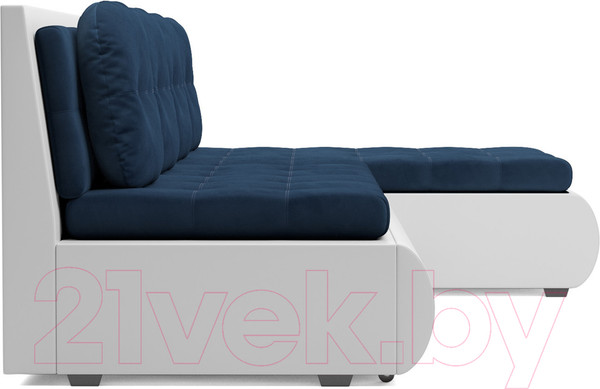 Изображение товара Диван угловой Mebel-Ars Кормак (темно-синий Luna 034/экокожа белая)