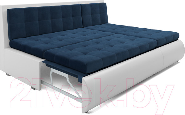 Изображение товара Диван угловой Mebel-Ars Кормак (темно-синий Luna 034/экокожа белая)