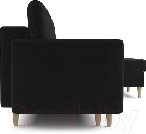Изображение товара Диван угловой Mebel-Ars Белфаст НВ-178/17 (велюр черный)
