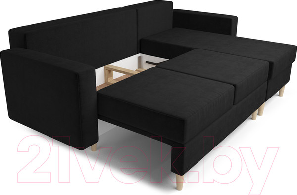Изображение товара Диван угловой Mebel-Ars Белфаст НВ-178/17 (велюр черный)