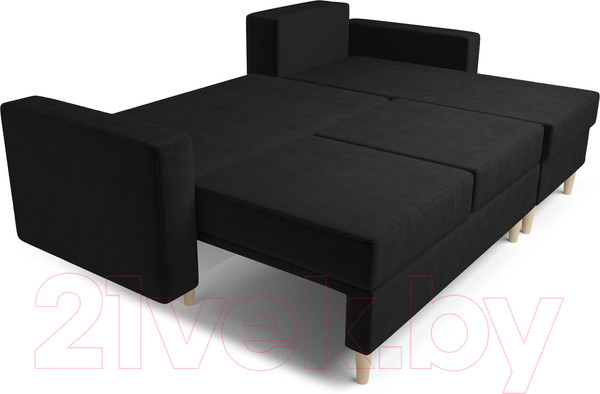 Изображение товара Диван угловой Mebel-Ars Белфаст НВ-178/17 (велюр черный)