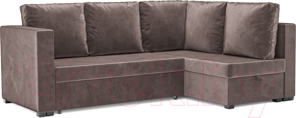Изображение товара Диван угловой Mebel-Ars Мансберг (бархат серо-шоколадный/star velvet 60 cofee)