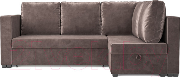 Изображение товара Диван угловой Mebel-Ars Мансберг (бархат серо-шоколадный/star velvet 60 cofee)