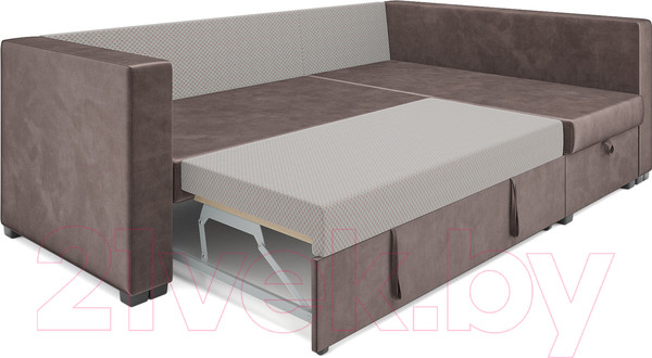 Изображение товара Диван угловой Mebel-Ars Мансберг (бархат серо-шоколадный/star velvet 60 cofee)