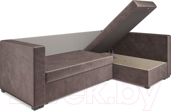 Изображение товара Диван угловой Mebel-Ars Мансберг (бархат серо-шоколадный/star velvet 60 cofee)