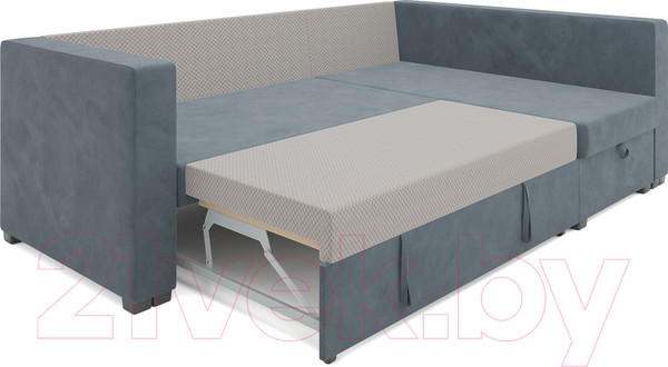 Изображение товара Диван угловой Mebel-Ars Мансберг HB-178 26 (велюр серо-синий)