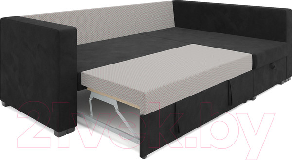 Изображение товара Диван угловой Mebel-Ars Мансберг НВ-178 17 (велюр черный)