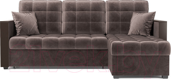 Изображение товара Диван угловой Mebel-Ars Рим (бархат серо-шоколадный/Star Velvet 60 Cofee)