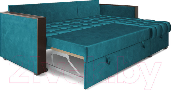 Изображение товара Диван угловой Mebel-Ars Техас (бархат сине-зеленый/Star Velvet 43 Black Green)