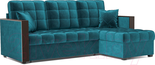 Изображение товара Диван угловой Mebel-Ars Техас (бархат сине-зеленый/Star Velvet 43 Black Green)