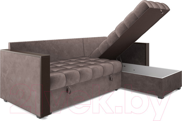 Изображение товара Диван угловой Mebel-Ars Техас (бархат серо-шоколадный/Star Velvet 60 Cofee)