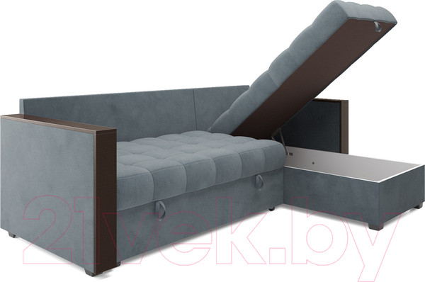 Изображение товара Диван угловой Mebel-Ars Техас (велюр серо-синий HB-178 26)