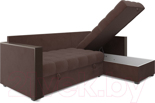 Изображение товара Диван угловой Mebel-Ars Техас (велюр шоколад HB-178 16)