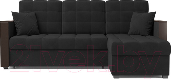 Изображение товара Диван угловой Mebel-Ars Техас (велюр черный НВ-178 17)