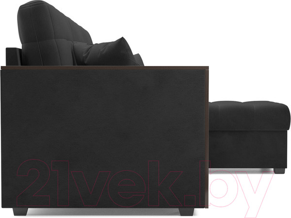 Изображение товара Диван угловой Mebel-Ars Техас (велюр черный НВ-178 17)