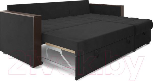 Изображение товара Диван угловой Mebel-Ars Техас (велюр черный НВ-178 17)