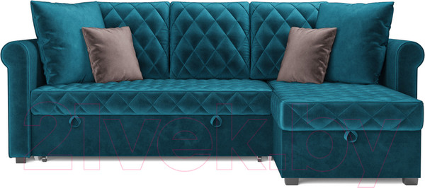 Изображение товара Диван угловой Mebel-Ars Берлин (бархат сине-зеленый/star velvet 43 black green)