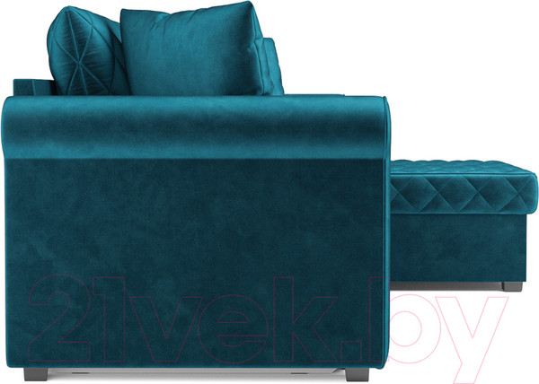 Изображение товара Диван угловой Mebel-Ars Берлин (бархат сине-зеленый/star velvet 43 black green)