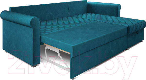 Изображение товара Диван угловой Mebel-Ars Берлин (бархат сине-зеленый/star velvet 43 black green)