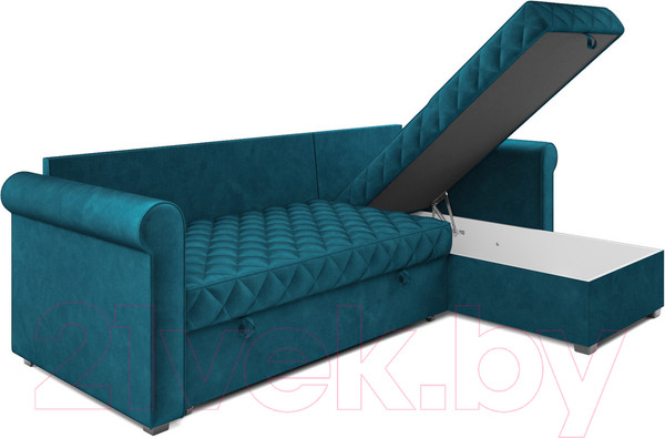 Изображение товара Диван угловой Mebel-Ars Берлин (бархат сине-зеленый/star velvet 43 black green)