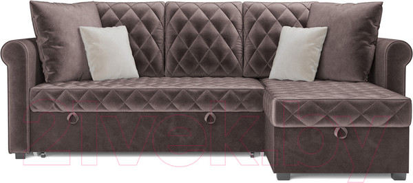 Изображение товара Диван угловой Mebel-Ars Берлин (бархат серо-шоколадный/star velvet 60 cofee)