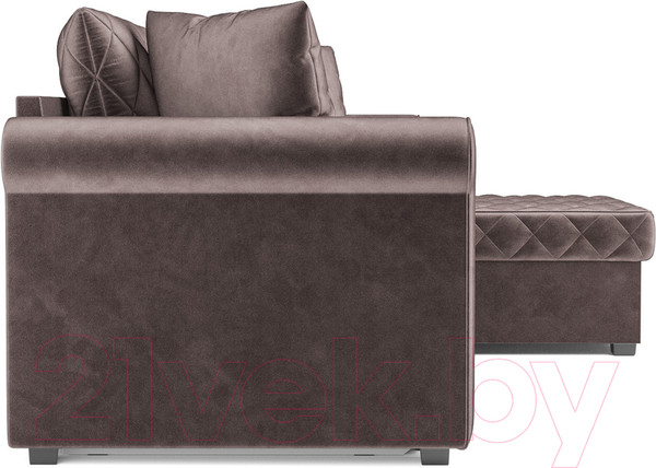 Изображение товара Диван угловой Mebel-Ars Берлин (бархат серо-шоколадный/star velvet 60 cofee)