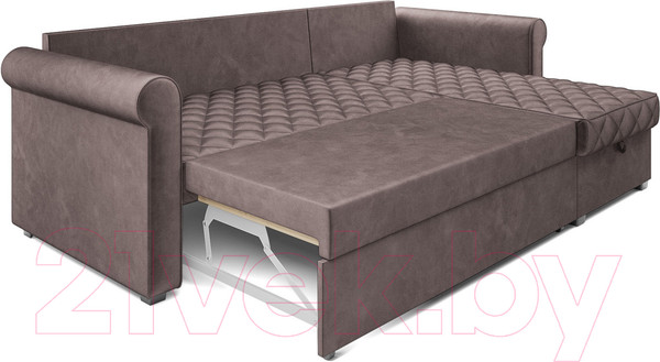 Изображение товара Диван угловой Mebel-Ars Берлин (бархат серо-шоколадный/star velvet 60 cofee)