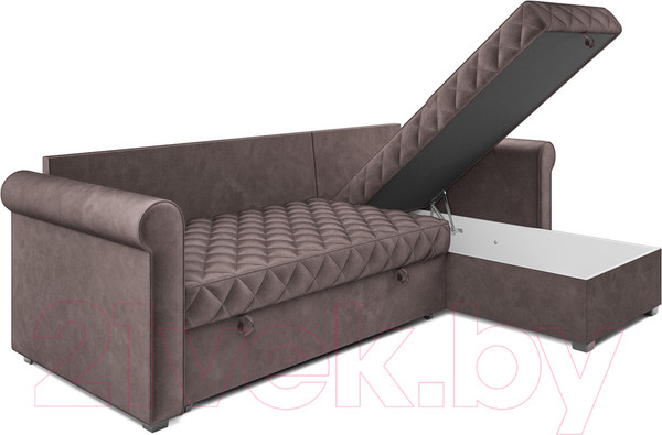 Изображение товара Диван угловой Mebel-Ars Берлин (бархат серо-шоколадный/star velvet 60 cofee)
