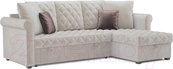 Изображение товара Диван угловой Mebel-Ars Берлин (бархат бежевый/star velvet 6 light beige)