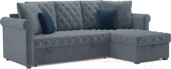 Изображение товара Диван угловой Mebel-Ars Берлин HB-178 26 (велюр серо-синий)