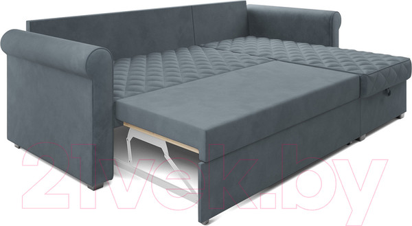 Изображение товара Диван угловой Mebel-Ars Берлин HB-178 26 (велюр серо-синий)