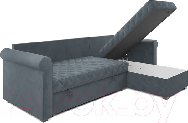 Изображение товара Диван угловой Mebel-Ars Берлин HB-178 26 (велюр серо-синий)